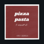 Funny Pizza Pasta Amore Red Italian Kitchen Napkin<br><div class="desc">Funny Pizza Pasta Amore Red Italian Kitchen Napkins for a Pasta Night,  Date Night or Italian Evening. Customize it with your text of choice or delete to leave space blank. All colours can be changed!</div>