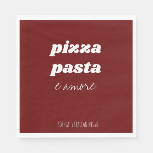 Funny Pizza Pasta Amore Red Italian Kitchen Napkin