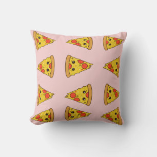 Funny pizza pattern cute pink kids pepparoni throw pillow