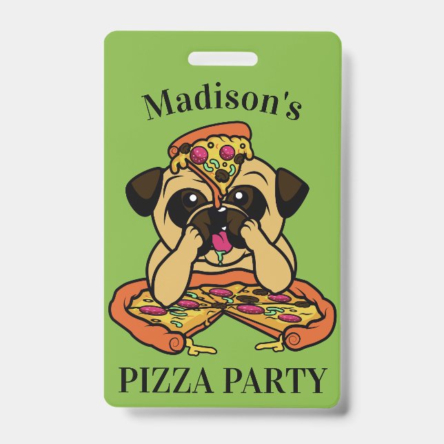 Funny Pizza Pug custom text badges (Front)