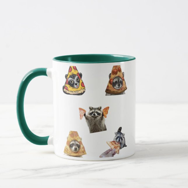 Funny Pizza Raccoon Set For Meme Lovers Mug (Left)