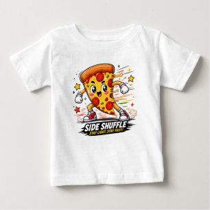 Funny Pizza Side Shuffle Workout Cartoon Mascot Baby T-Shirt