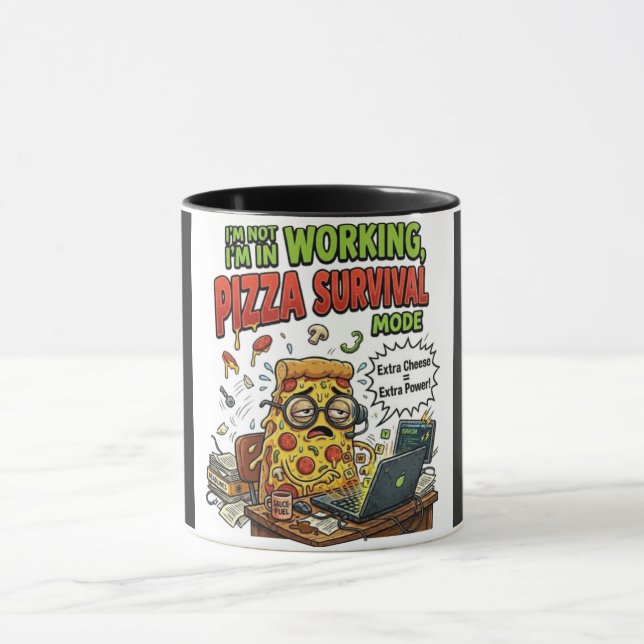 Funny Pizza Survival Mode Coffee Mug | Pizza Lover (Center)