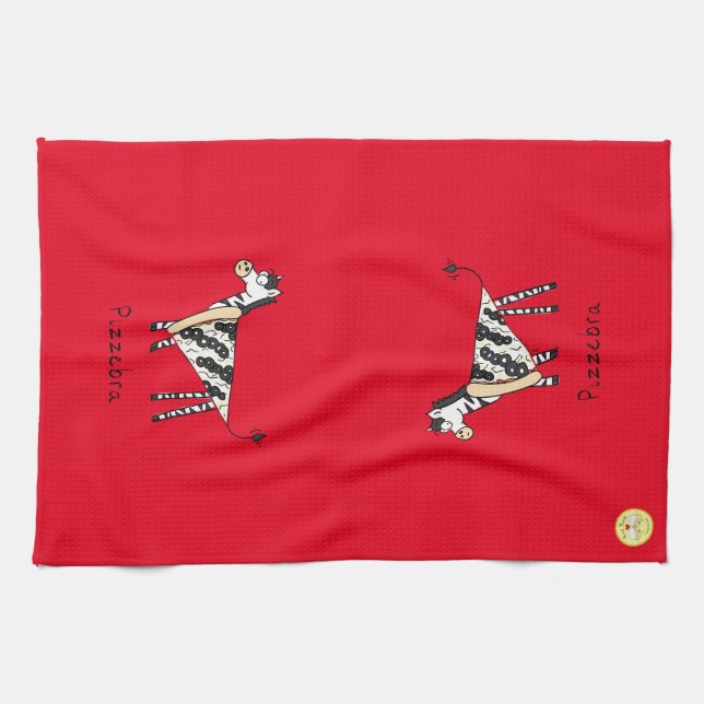 Funny Pizza Zebra Cute Cartoon Kids Kitchen Towel (Horizontal)