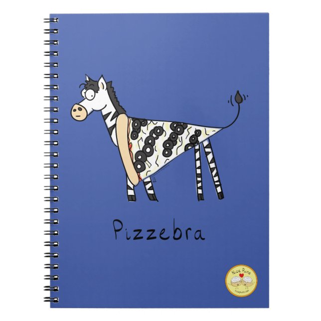 Funny Pizza Zebra Cute Cartoon Kids Notebook (Front)