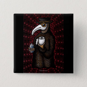 Funny Plague Doctor with Toilet Paper 2 Inch Square Button