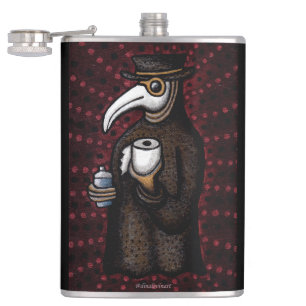 Funny Plague Doctor with Toilet Paper Hip Flask