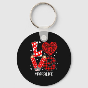 Funny Plaid Heart Love Para Life Valentine Day Chr Keychain