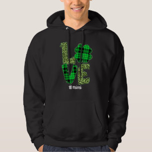 Funny Plaid Shamrock Love Mimi Leopard St Patrick Hoodie