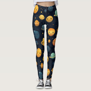 Funny Planets Space Pattern Leggings
