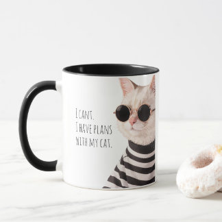 Funny Plans With My Cat Cute Drawing Typography Mug
