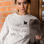 Funny Plans With My Cat Cute Drawing Typography T-Shirt<br><div class="desc">A humorous design for cat lovers with the fun excuse,  I Can’t. I Have Plans With My Cat with quirky black typography and a cute cat and hearts illustration. Would make a great gift too for feline loving friends!</div>