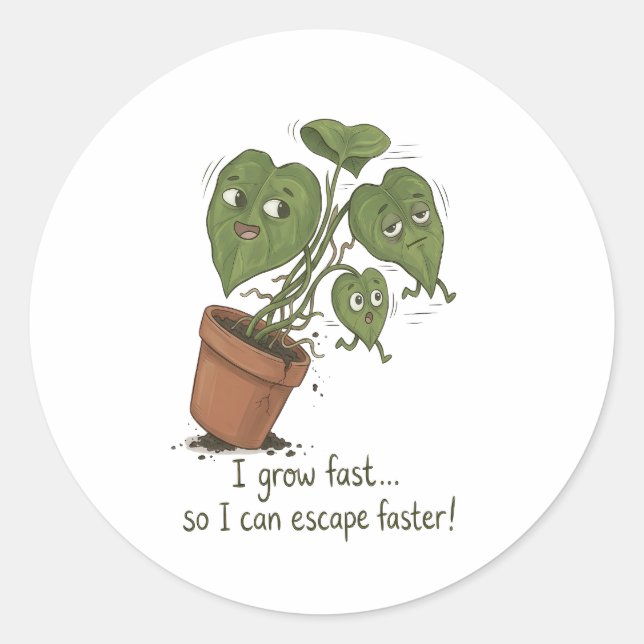 Funny Plant Escape Sticker  (Front)