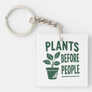 Funny Plants Before People Vintage Ink Stamp Art Keychain