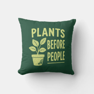 Funny Plants Before People Vintage Ink Stamp Art Throw Pillow
