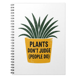 Funny Plants Don't Judge Vintage Ink Stamp Art Notebook