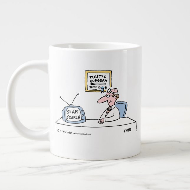 Funny Plastic or Cosmetic Surgeons Cartoon Large Coffee Mug (Left)