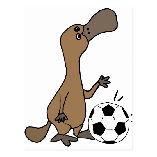 Funny Platypus Playing Soccer or Football Art Postcard