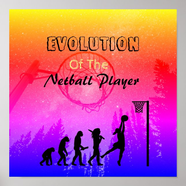 Funny Player Evolution Theme Netball Poster (Front)
