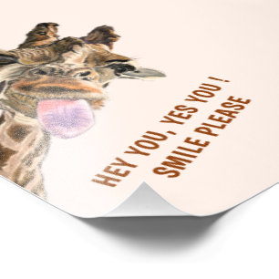 Funny Playful Giraffe Custom Text Photo Print