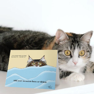 Funny Playful Yellow Tabby Cat Morning Humour Card