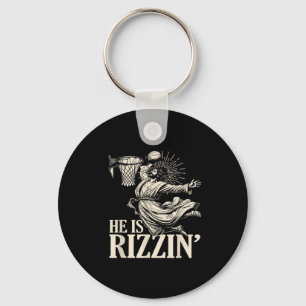 Funny Playing Basketball Easter He Is Rizzin Keychain
