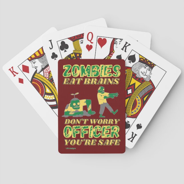 funny playing cards "ZOMBIES EAT BRAINS..." (Back)