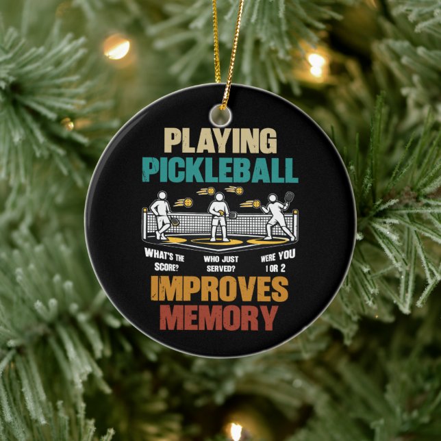Funny Playing Pickleball Improves Memory Gift Idea Ceramic Ornament (Tree)