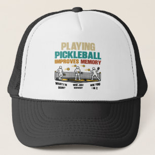 Funny Playing Pickleball Improves Memory Gift Idea Trucker Hat