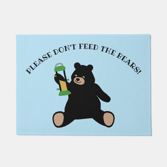Funny Please Don't Feed the Bears Black Bear Doormat (Front)