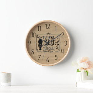 funny please seat yourself bathroom clock