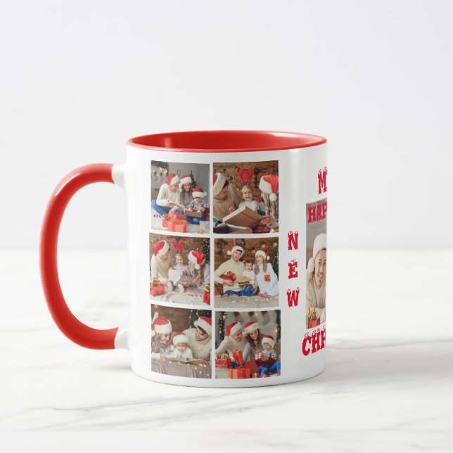 FUNNY PLEIN PHOTO MERRY CHRISTMAS Mug rouge 2 (Gauche)