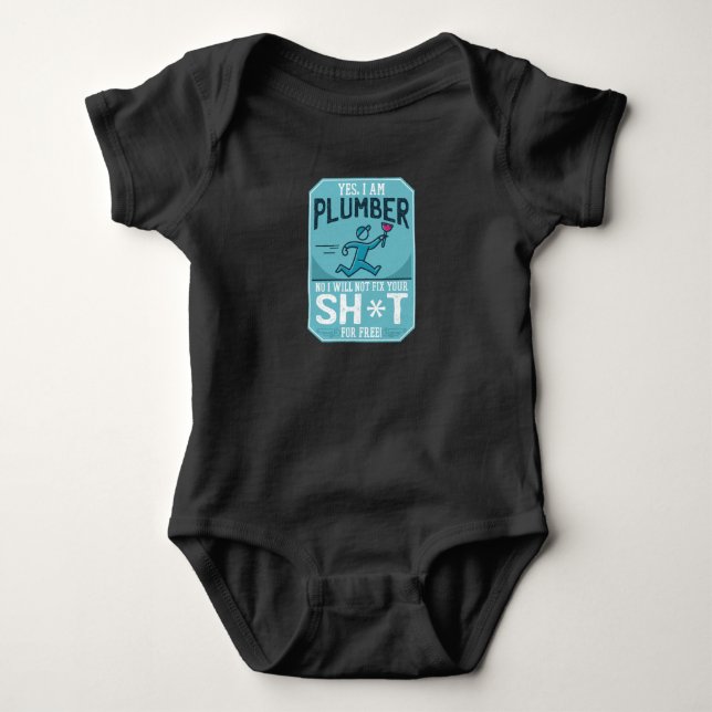 Funny Plumber Baby Bodysuit (Front)