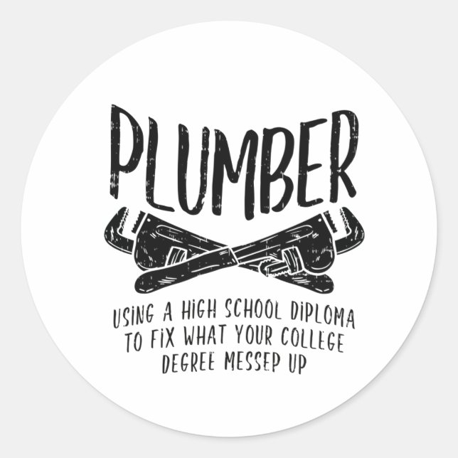 Funny Plumber Classic Round Sticker (Front)
