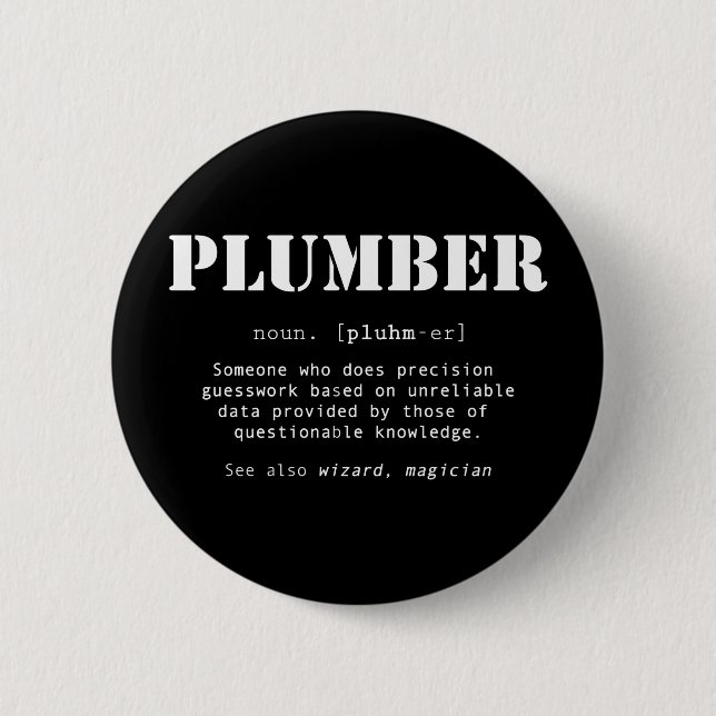 Funny Plumber Dictionary Definition 2 Inch Round Button (Front)
