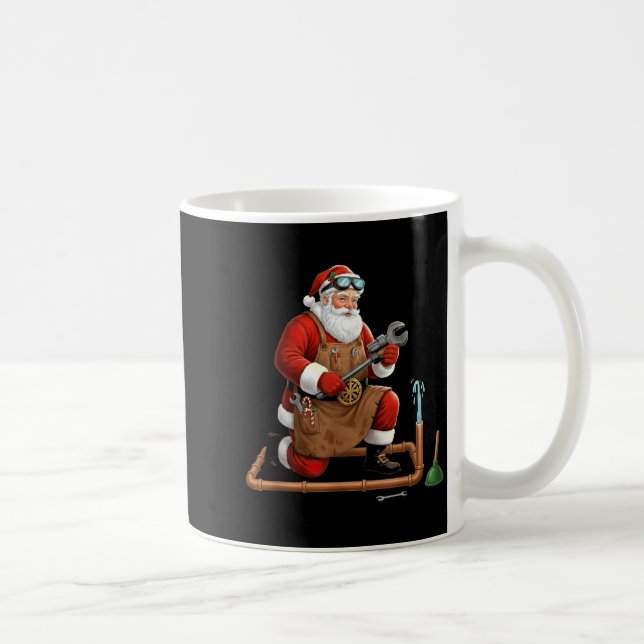 Funny Plumber Santa Christmas Graphic  Coffee Mug (Right)