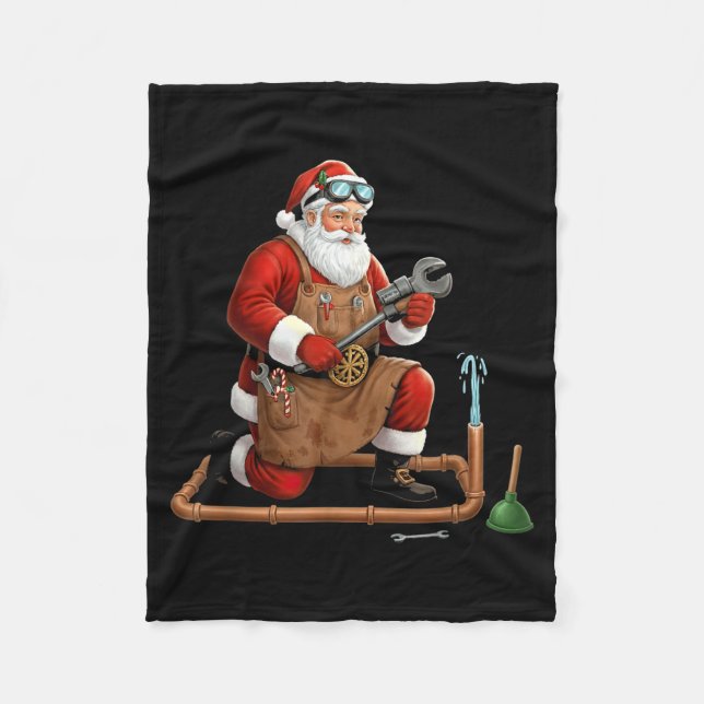 Funny Plumber Santa Christmas Graphic  Fleece Blanket (Front)