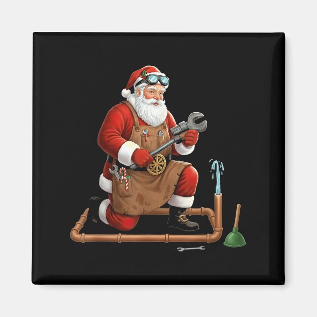 Funny Plumber Santa Christmas Graphic  Magnet (Front)