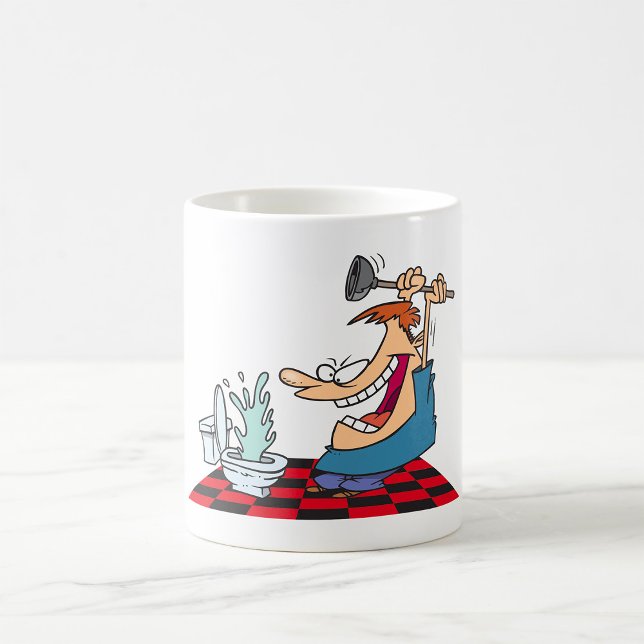 Funny Plumber Unblocking A Toilet Coffee Mug (Creator Uploaded)