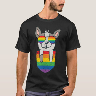 Funny Pocket Cute Dog Lgbt Animal Rainbow Flag T-Shirt