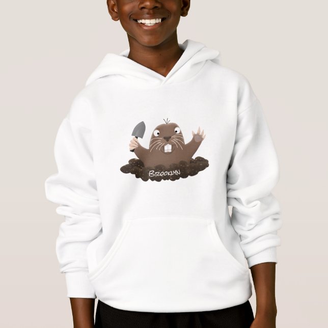 Funny pocket gopher digging cartoon illustration (Front)