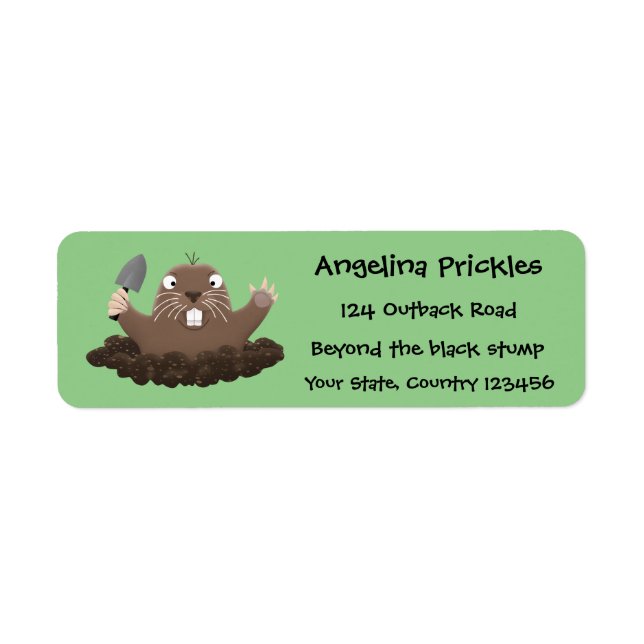 Funny pocket gopher digging cartoon illustration (Front)
