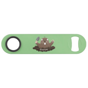 Funny pocket gopher digging cartoon illustration bar key