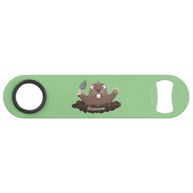 Funny pocket gopher digging cartoon illustration bar key (Front (Horizontal))