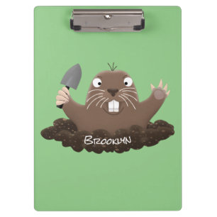 Funny pocket gopher digging cartoon illustration clipboard
