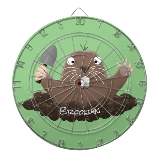 Funny pocket gopher digging cartoon illustration dartboard (Front)