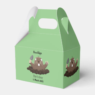 Funny pocket gopher digging cartoon illustration favor box