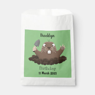 Funny pocket gopher digging cartoon illustration favour bag