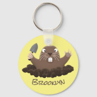 Funny pocket gopher digging cartoon illustration