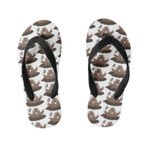 Funny pocket gopher digging cartoon illustration kid's flip flops